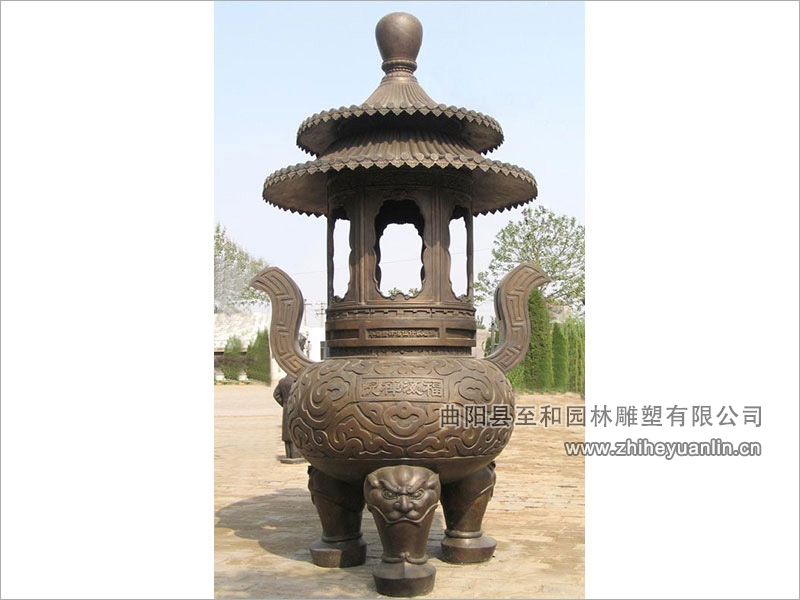 銅雕香爐-1001