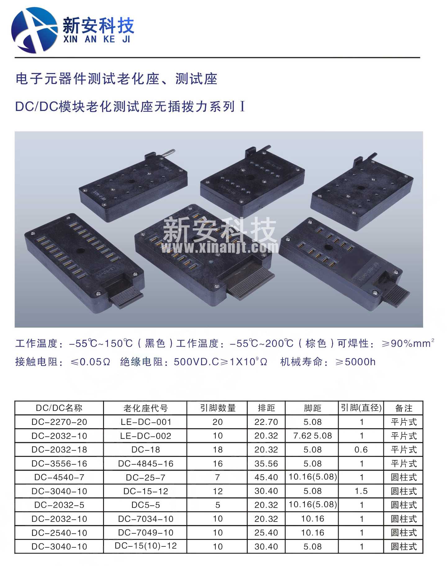 DC-DC模块老化测试座无插拔力系列1