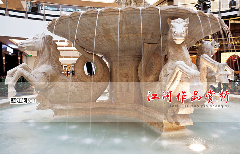 石雕-迪拜购物中心大型喷泉雕塑工程-1