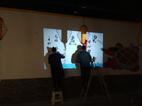 火锅店创意线描手绘 成都墙绘成都墙画