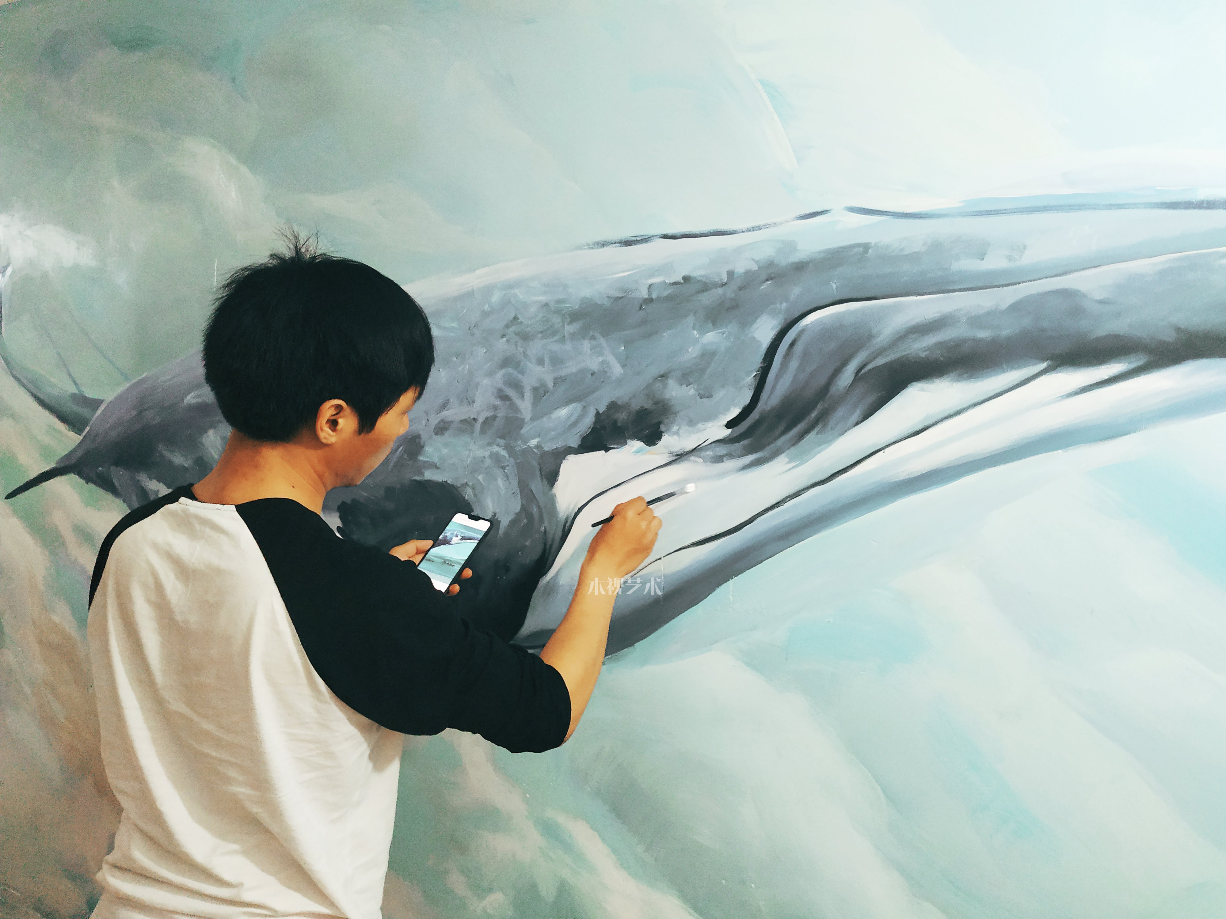 海豚立体画 成都墙画墙绘