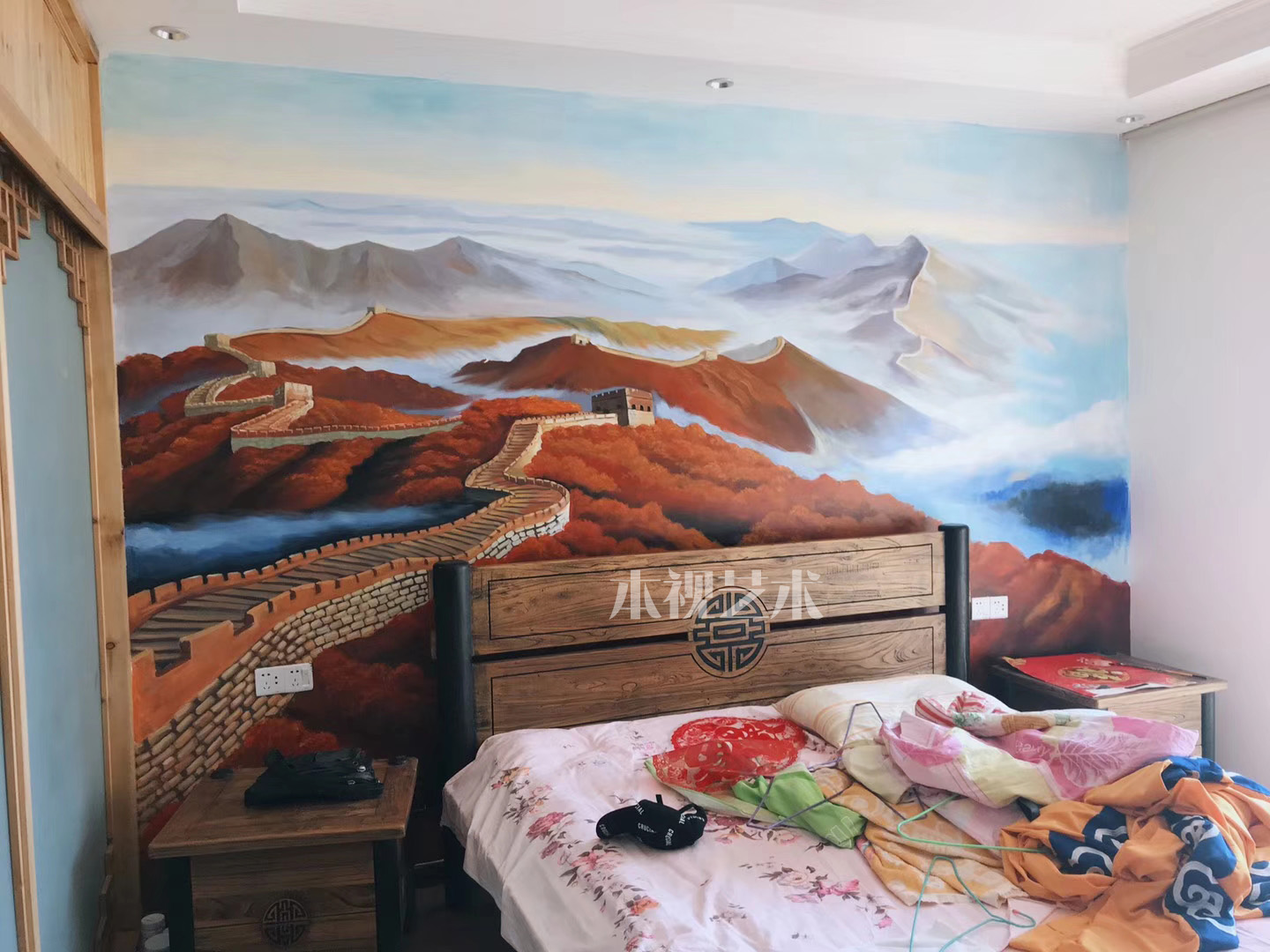 卧室风景彩绘 成都墙绘墙画