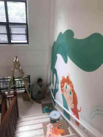 幼儿园楼梯间卡通彩绘 成都墙绘墙画