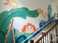 幼儿园楼梯间卡通彩绘 成都墙绘墙画