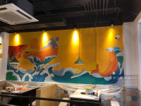 鱼火锅店墙绘 成都墙绘成都墙画