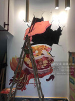 简一川火锅店 成都墙绘成都彩绘