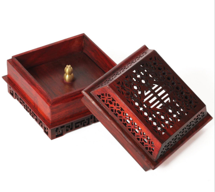 红酸枝木香具香炉木质盘香盒