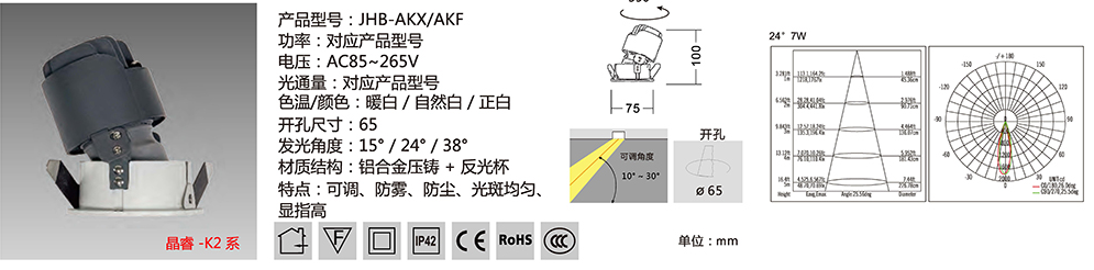 射灯，LED射灯，可调防雾天花射灯