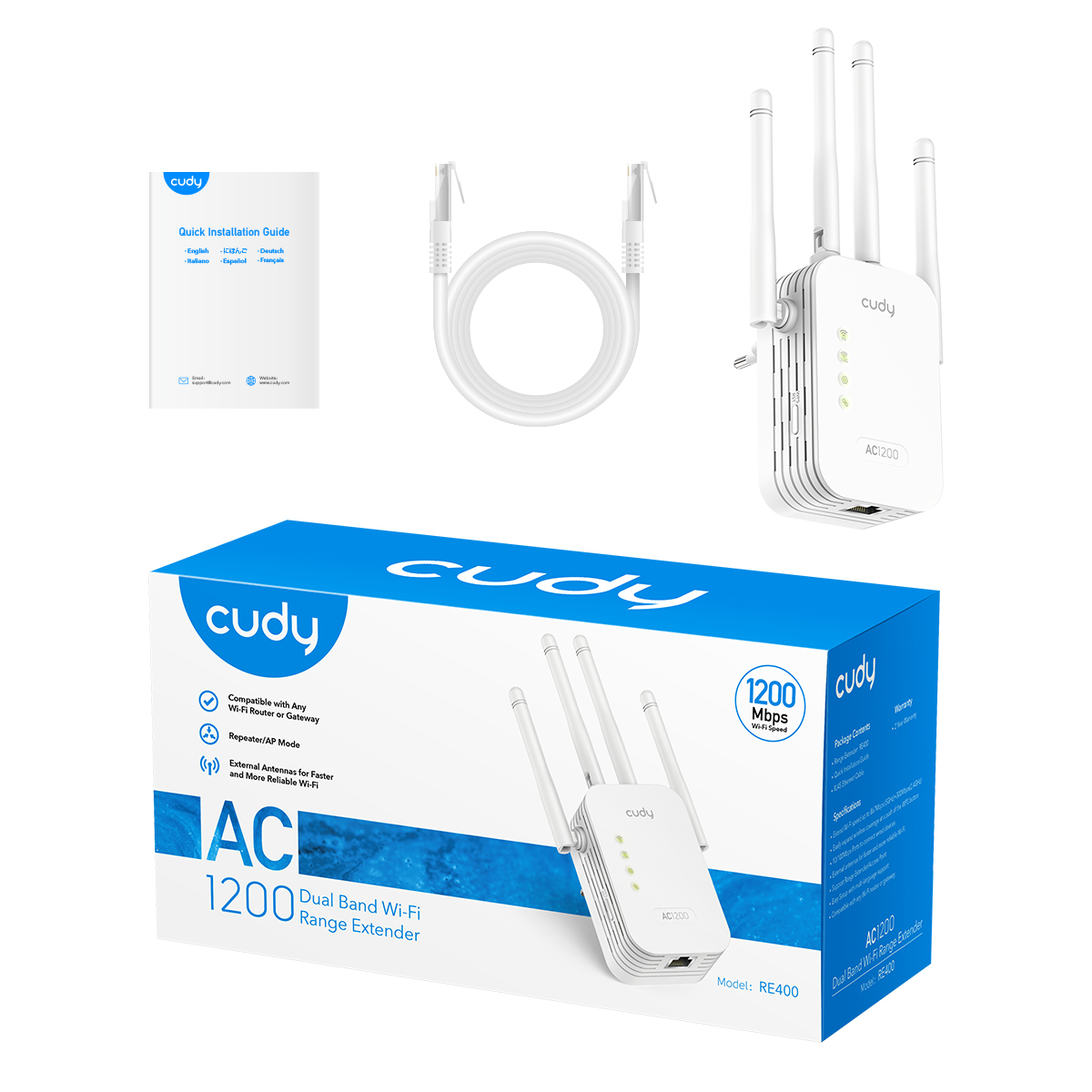 1200Mbps Wi-Fi Range Extender, Model: RE400, Status: EOL-Cudy: WiFi, 4G,  and 5G Equipments and Solutions