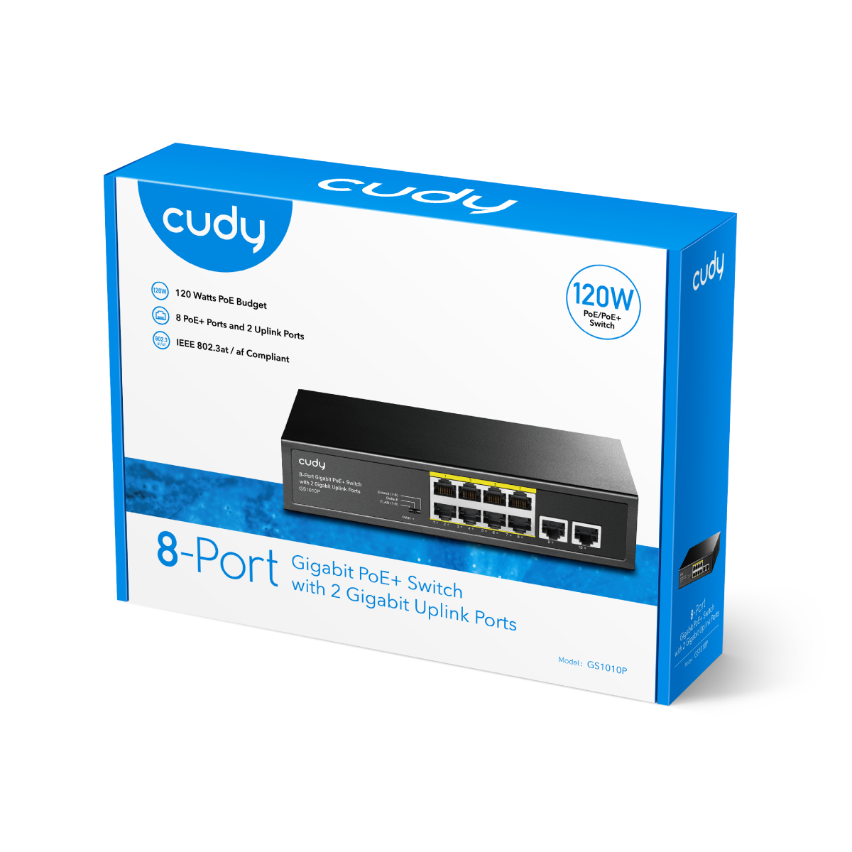 8-Port Gigabit PoE+ Switch with 2 Gigabit Uplink Ports 120W, Model:  GS1010P-Cudy: WiFi, 4G, and 5G Equipments and Solutions