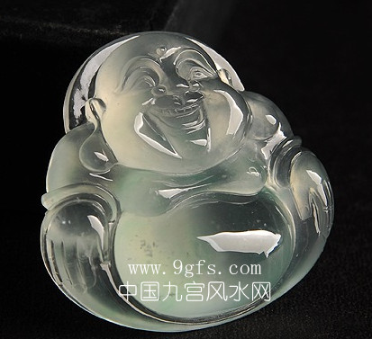 玻璃种翡翠工艺品弥勒佛圣像
