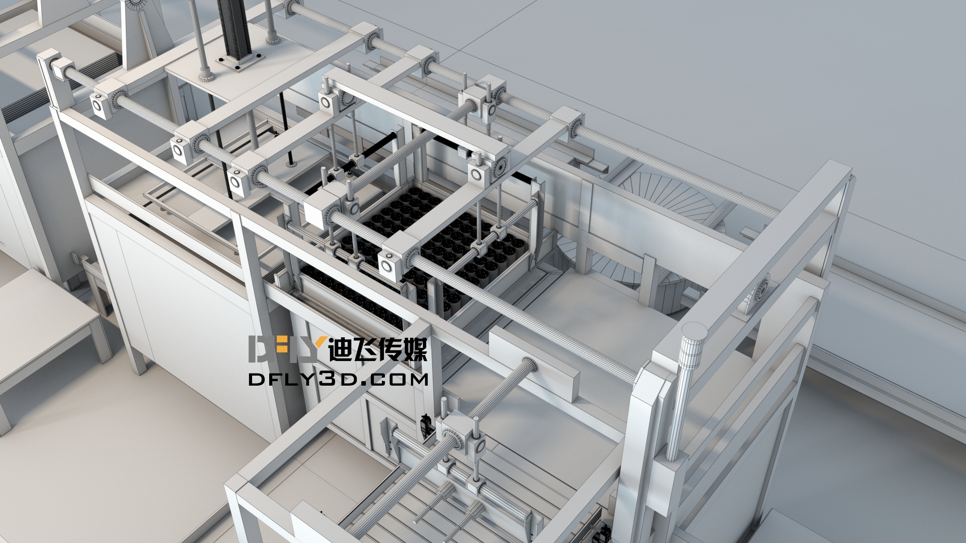 数稿沙刺果加工流程三维动画.装笼机line