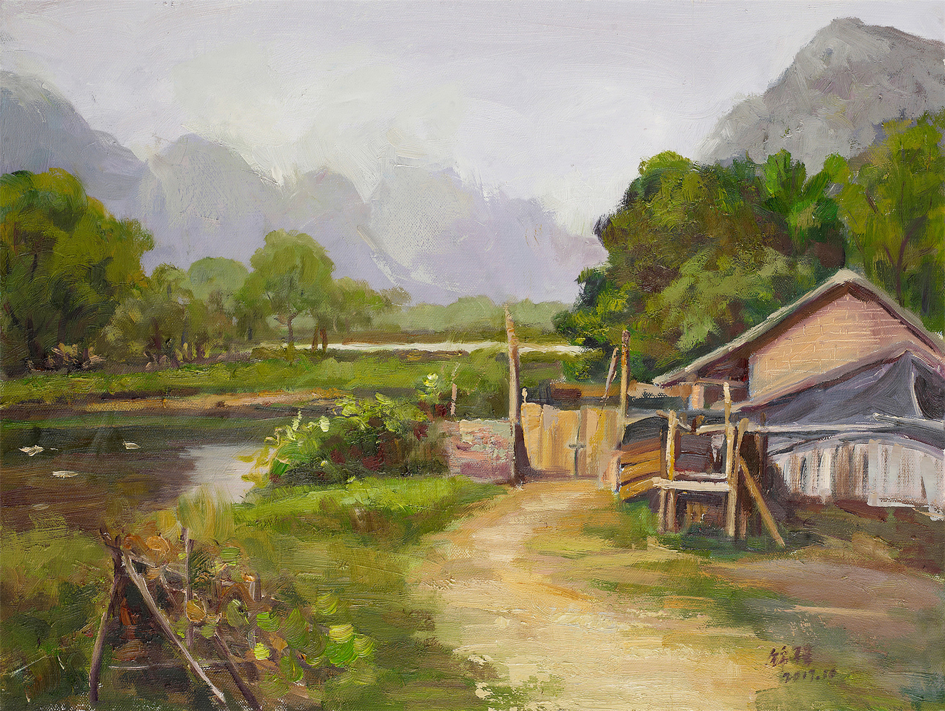 吕锦强《家园》45x60cm油画