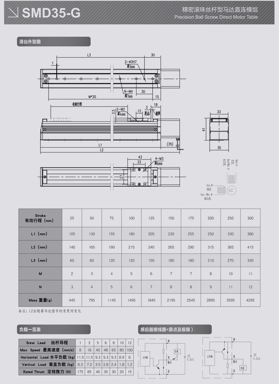 SMD35-G精密滚珠丝杆型马达直连模组