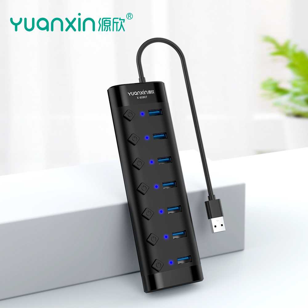 Yuanxin X-80907 New Multiport USB3.0 Hub 7*USB3.0 with Switch-