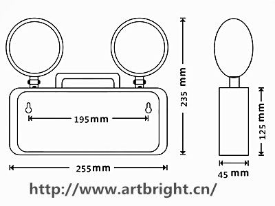 劳士双头应急灯安装尺寸图
