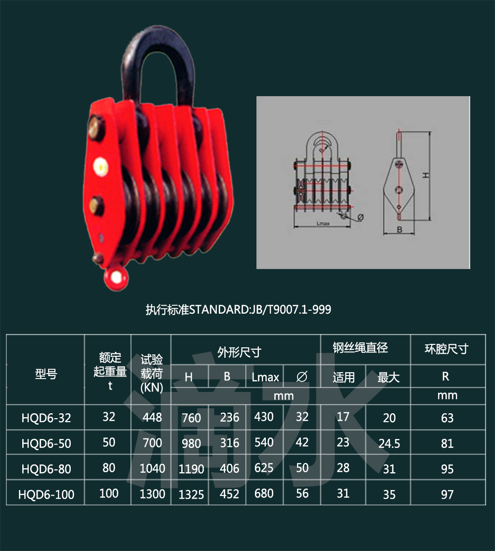 六轮吊环滑车