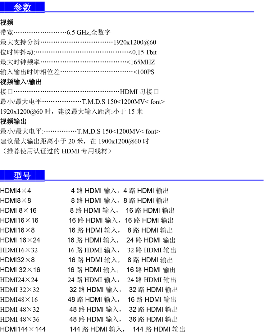 HDMI参数