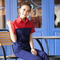青浦工作服-夏季短袖衬衣套装厂服定制半袖工装订做