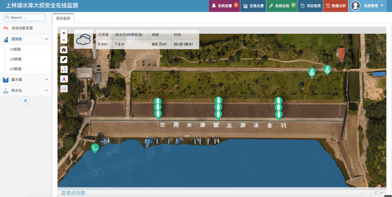 上林湖水库大坝安全在线监测