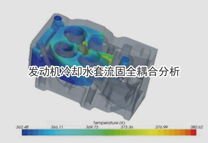 仿真设计需要考虑冷却水套中水的流动、流固耦合换热、水的沸腾、金属水套中的应力分布随时间的变化，得到发动机水套最优设计方案。