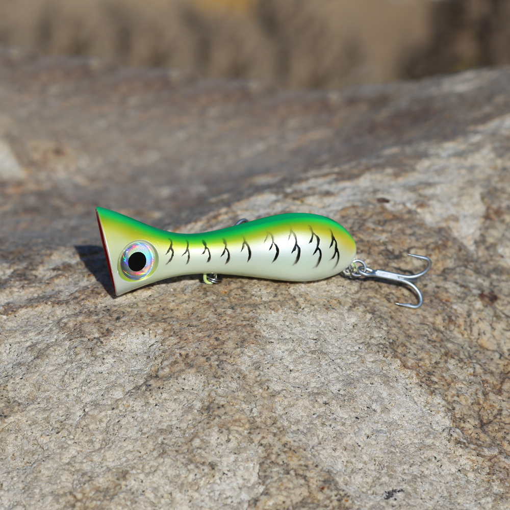 WLF004 Big Game Lure 97mm 33g New Popper Fishing Lures Top Water Hard Bait  3D Eyes Big Mouth Popper Lure With VMC 9626 HOOK-企业官网