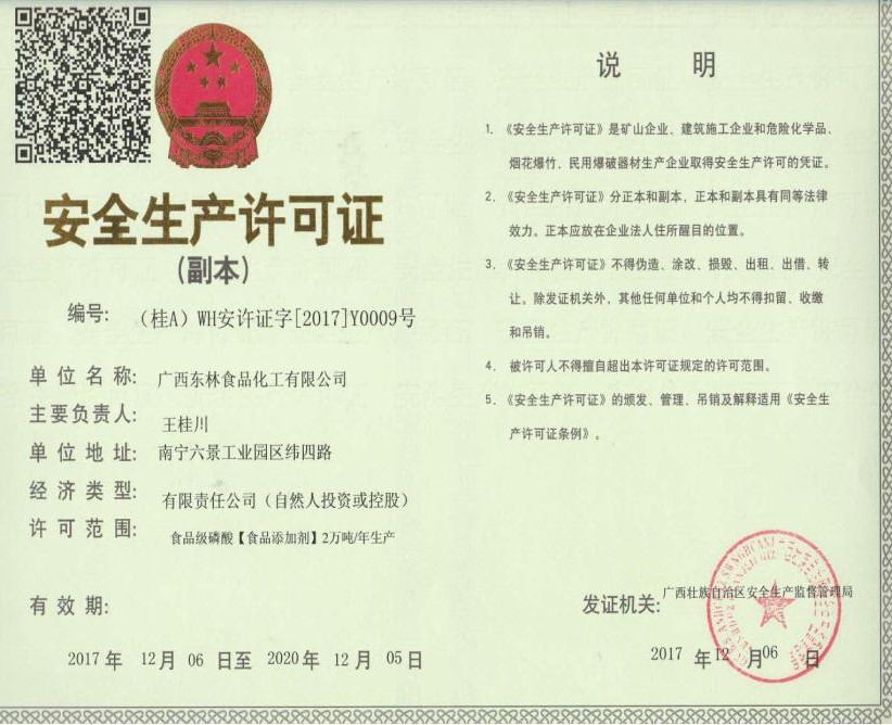 东林安全生产许可证