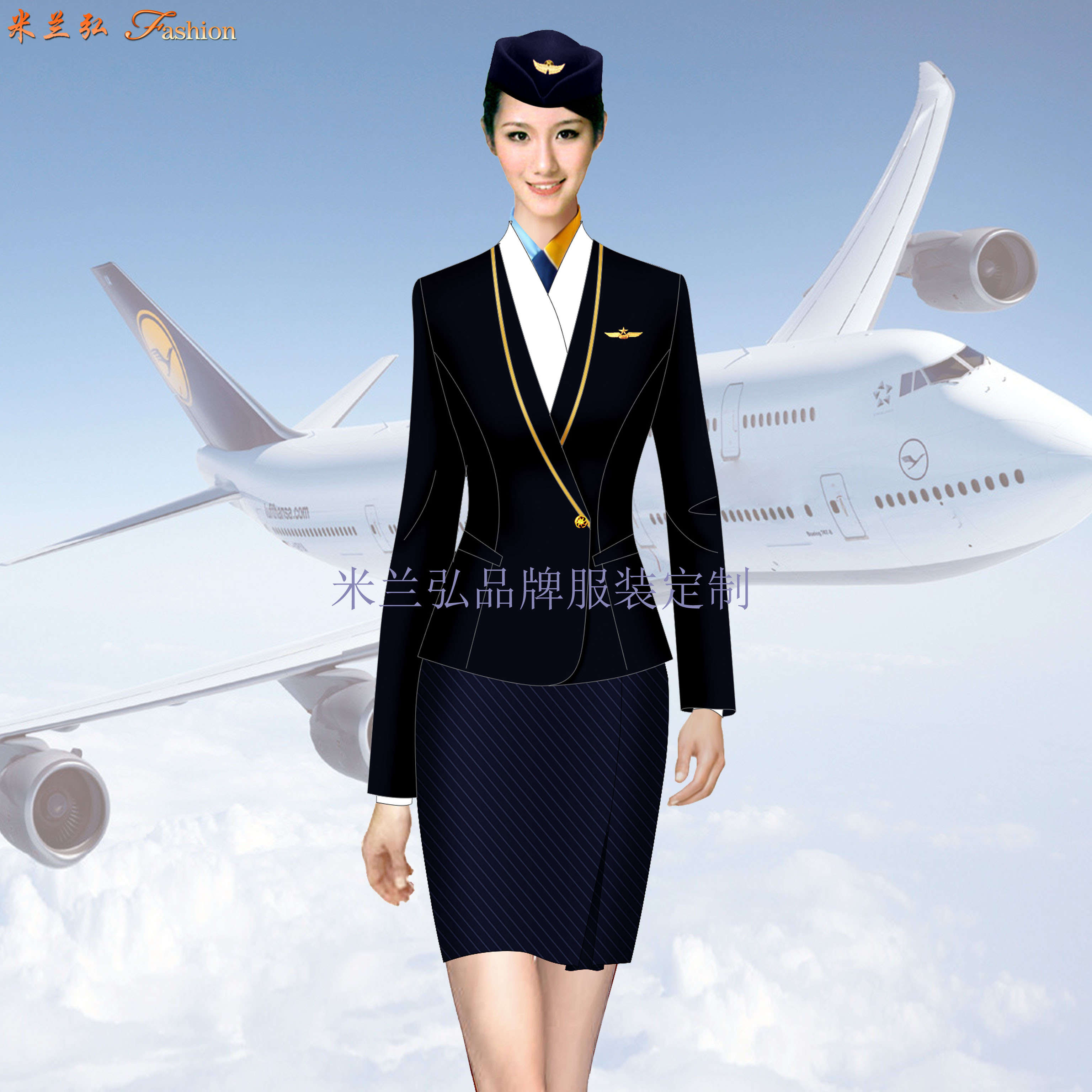 「女裝空姐服定做」定做空姐服廠家-米蘭弘品牌服裝-1