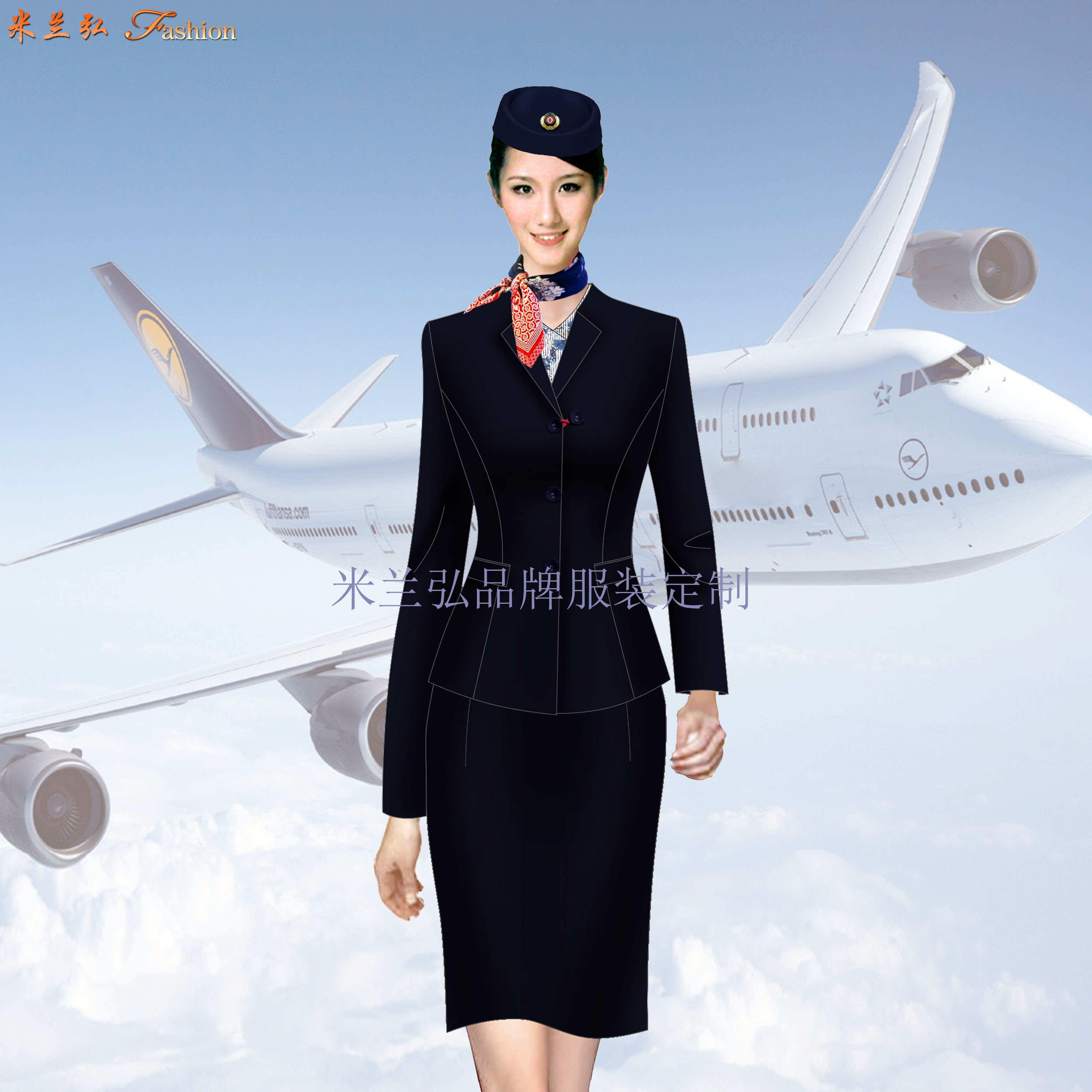 「北京空姐服裝」北京航空空姐服裝定制-米蘭弘服裝廠家：-1