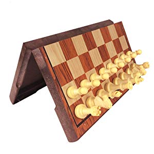 Kidami Folding Magnetic Travel Chess Set With 2 Portable Bags For Pieces Storage 