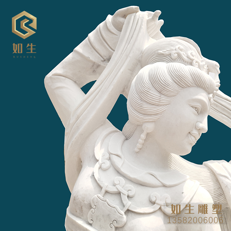 中国美術 白砡彫刻 天女 - 工芸品