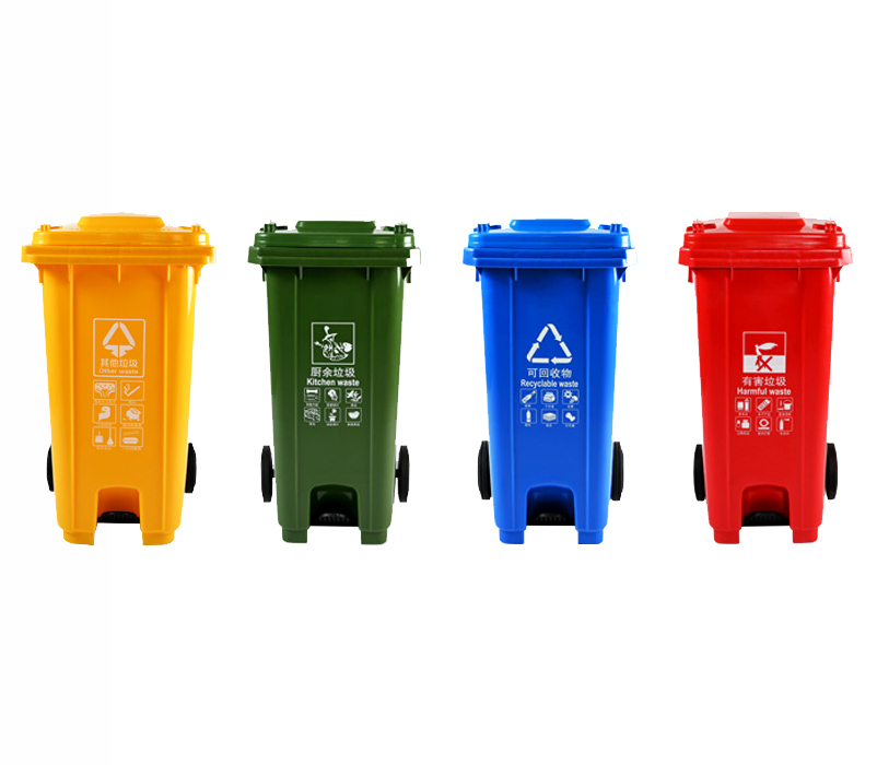 垃圾分类四种颜色代表哪四种垃圾	？垃圾桶图片怎么区分颜色？
