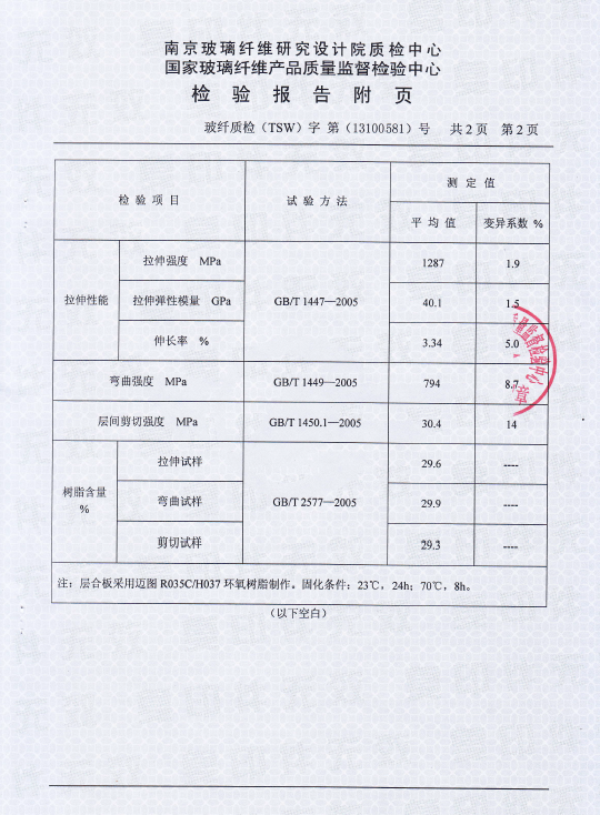 南京玻纤质检中心检验报告