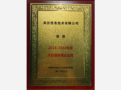 2015-2016年度大数据领军企业奖