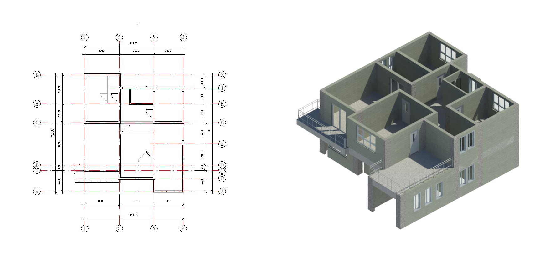 建筑平面图   BIM 建筑设计模型