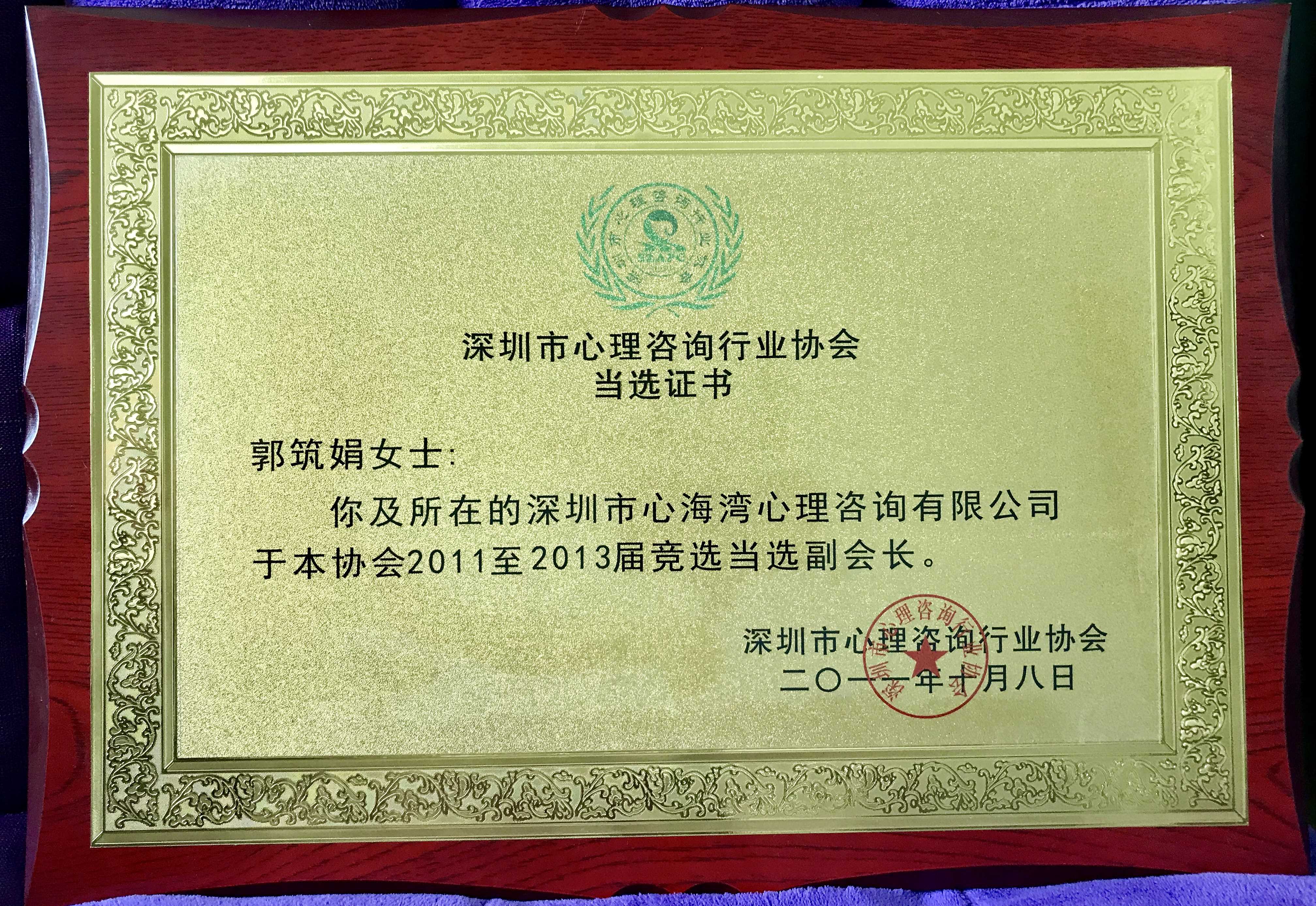 2011-2013深圳市心理咨询行业协会副会长单位
