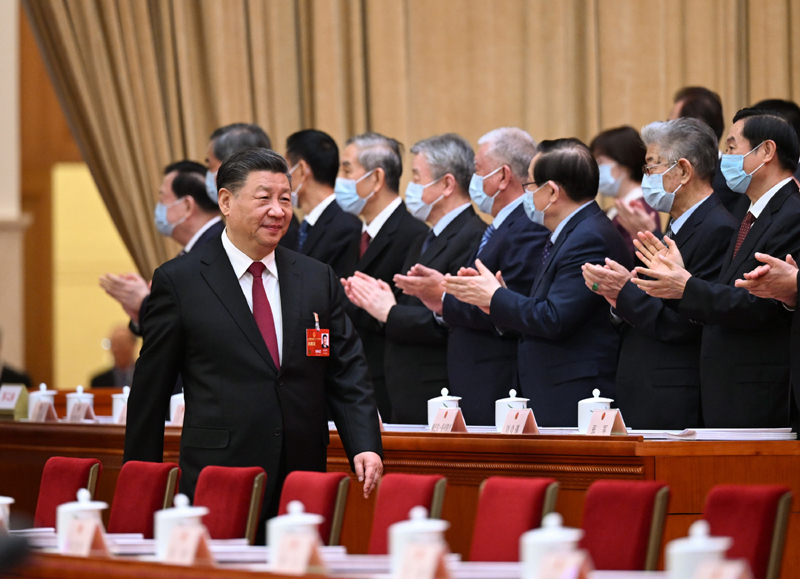 3月5号，第十四届全国人民代表大会第一次会议在北京人民大会堂开幕。这是习近平步入会场。新华记者 谢环驰  摄