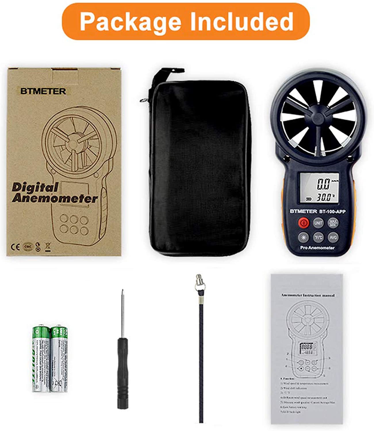 BTMETER Hard Travel Case Bag Protect BT-100 Series Handheld Anemometer 