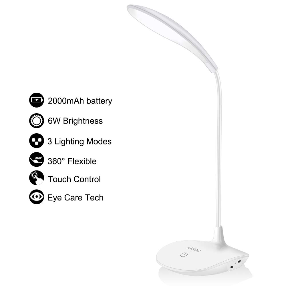 AFROG Multifunctional Small Desk Lamp,2000mAh Battery Operated Desk