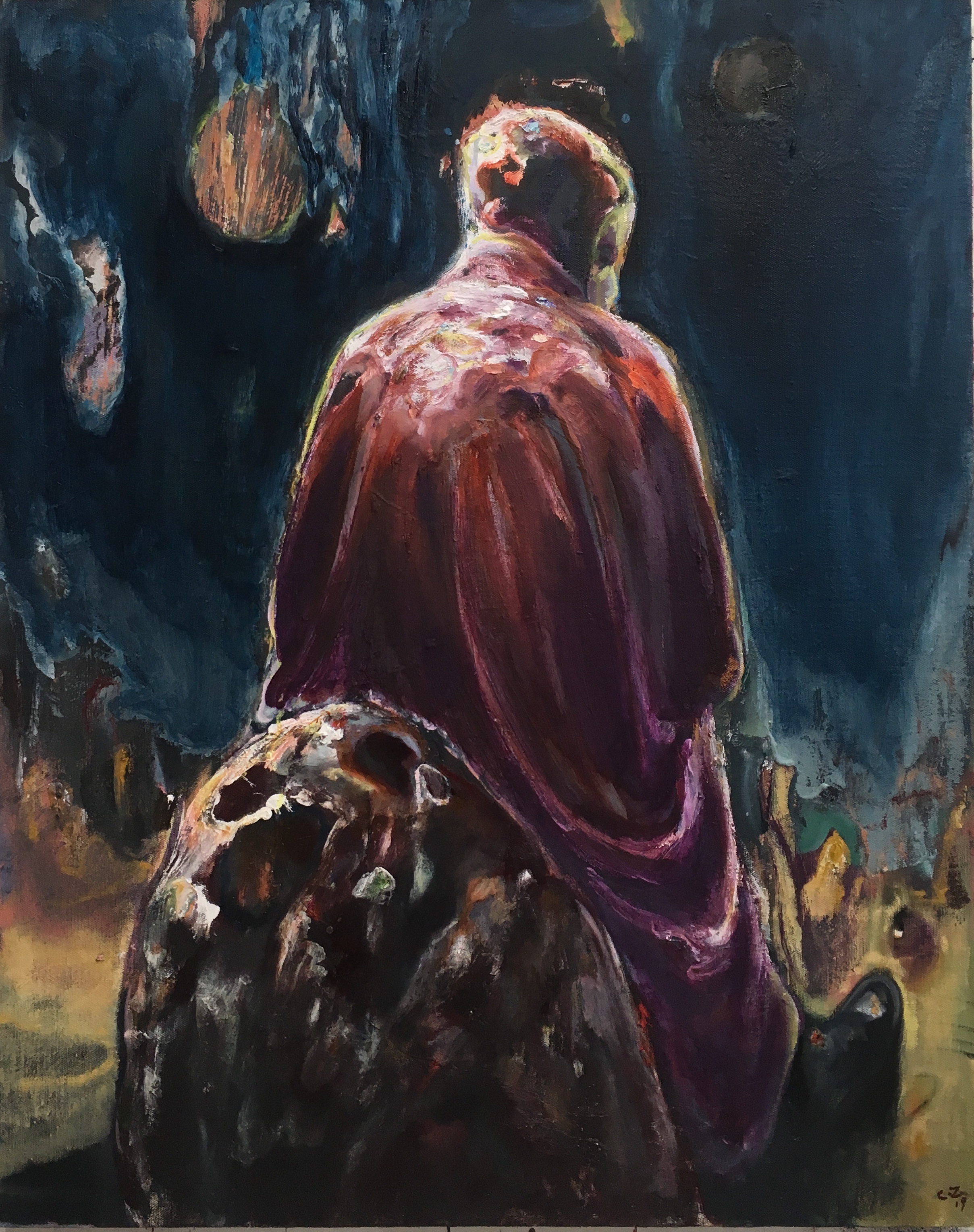 《紫袍》，布面油画，100X80cm，2019