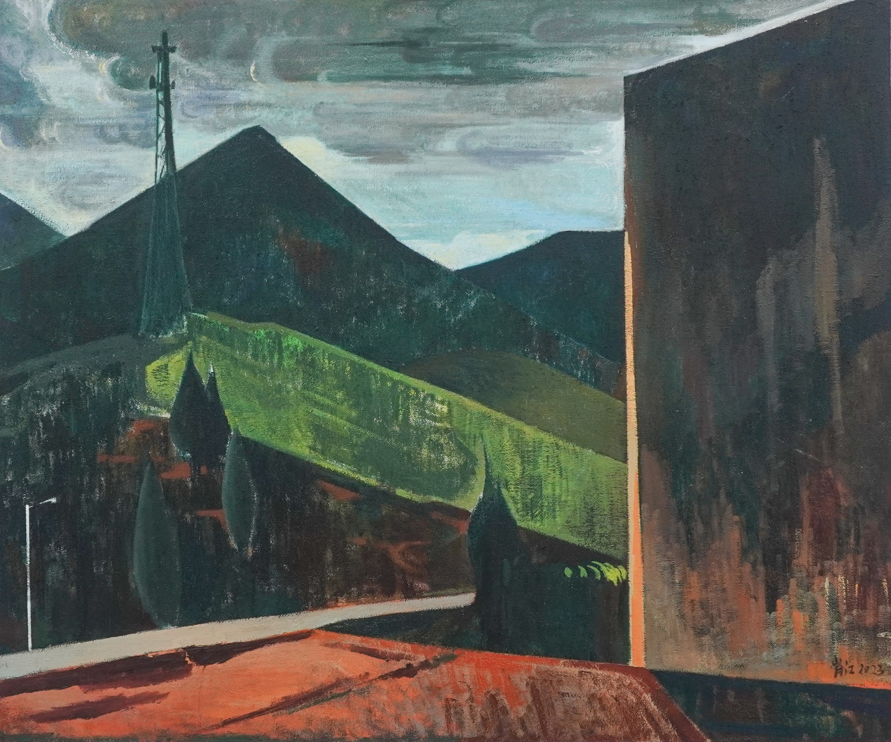 《有墙的风景》，布面油画，180X150cm，2023