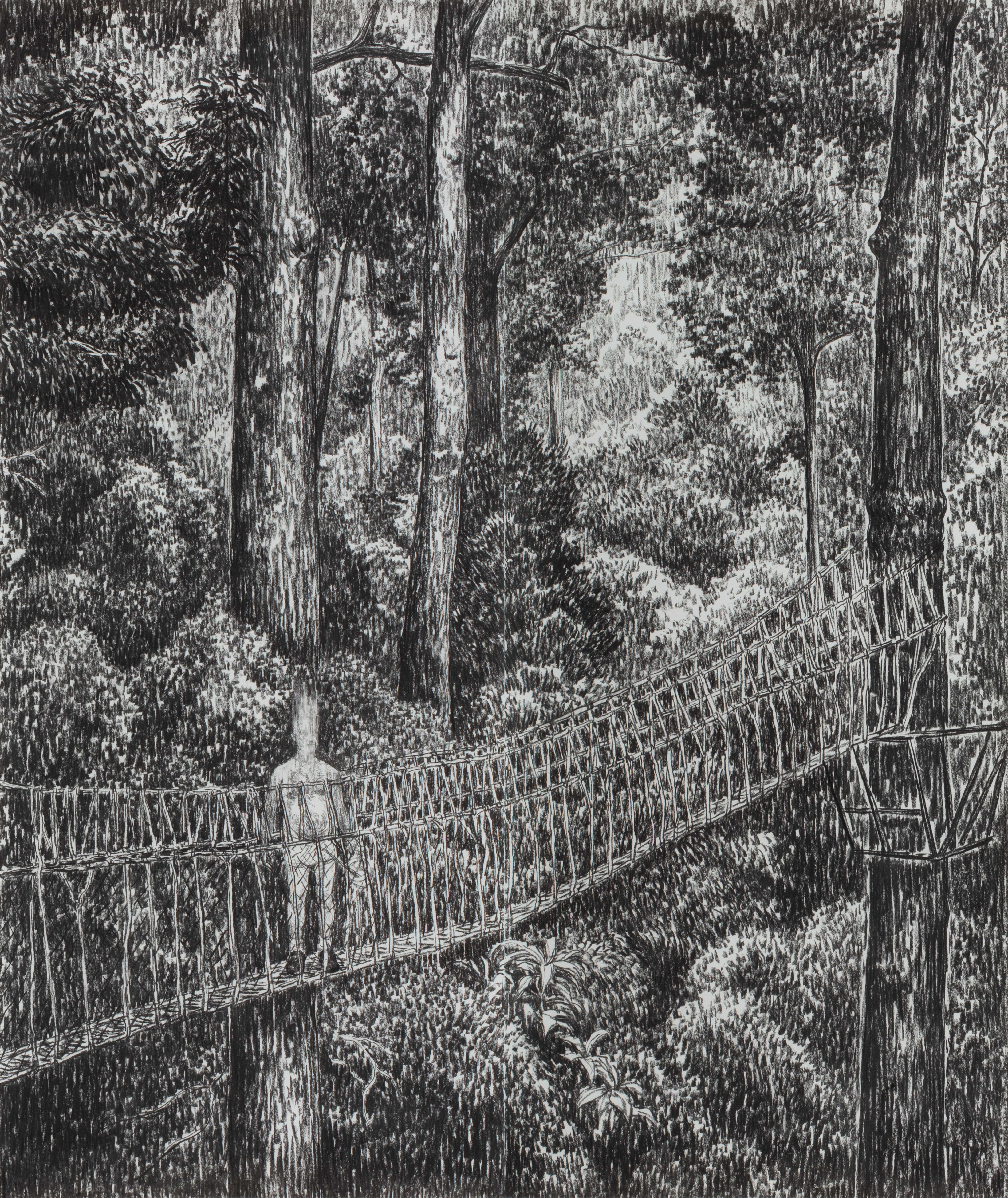 《森林深处NO.20》碳棒、180克素描纸，158x188cm，2023