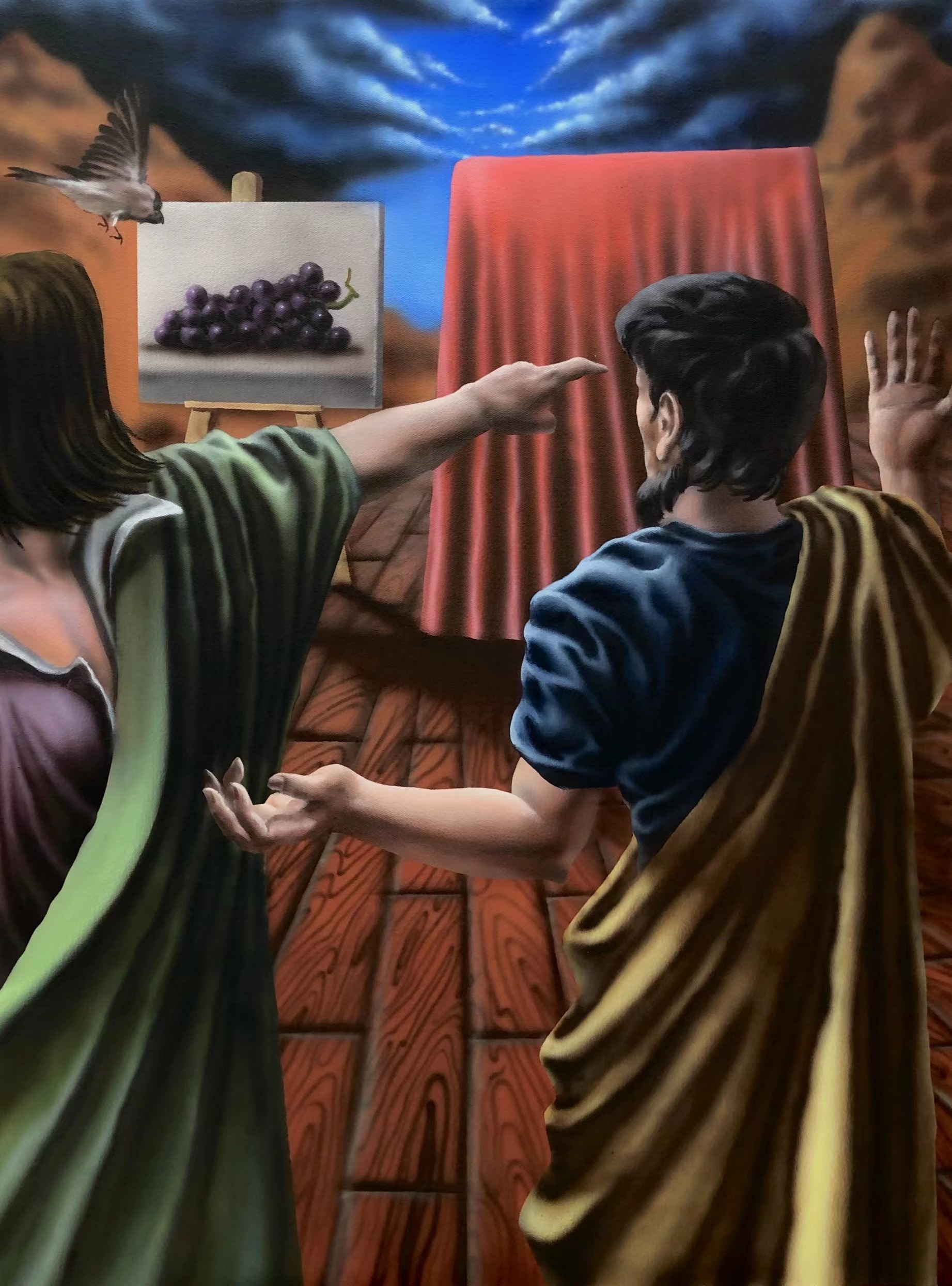 《宇克西斯与阿尔帕西奥斯》90x120cm，布面丙烯，2021