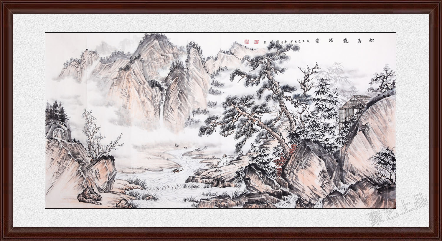 画家刘辉仿古山水画《松涛观瀑图》