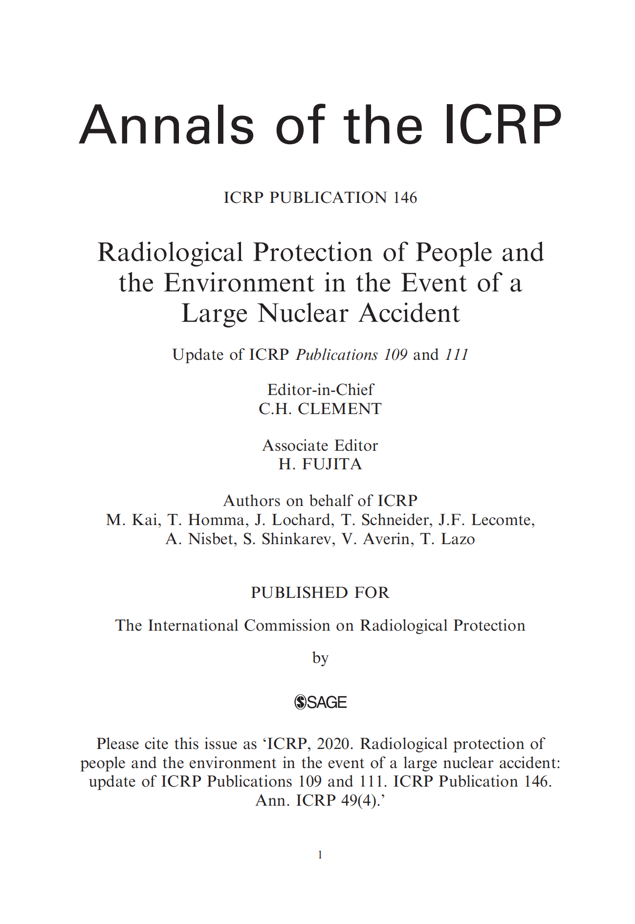 ICRP Publication 146目录及全文（英文）-企业官网