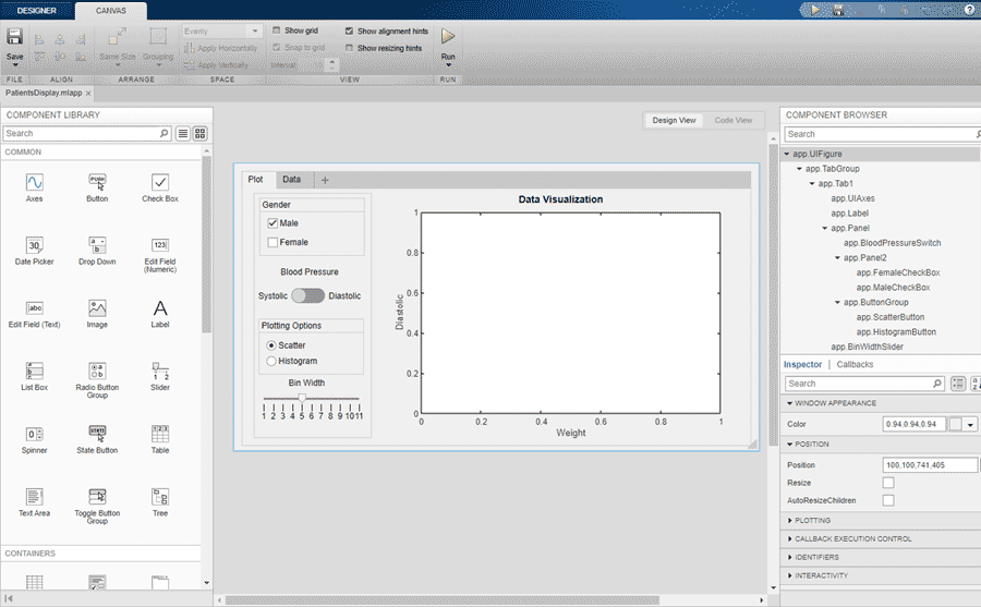 MATLAB App Designer 用户界面设计视图