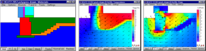 HEAT2 地面板热桥温度与热流分析
