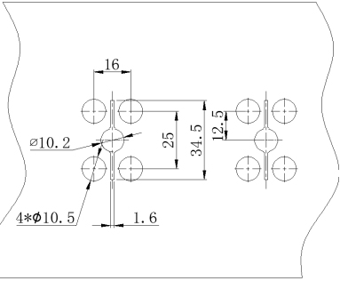 四孔连接片-线簧NJD-YY1-XH25B尺寸图-1