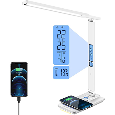 AFROG 5th Gen Multifunctional LED Desk Lamp with USB Charging Port,1800Lux Super Bright,5 Lighting Mode,7 Brightness, Touch Control, Auto Timer, 12W Office Table Lamp