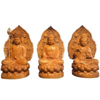 娑婆三圣木雕佛像